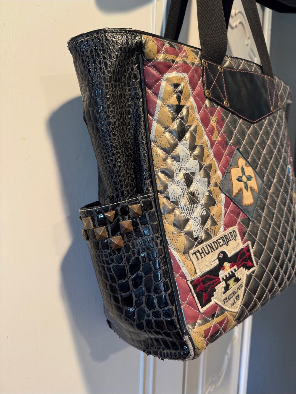 Rare Double D Ranch Metallic Quilted Thunderbird Graphic Tote - Picture 3 of 13